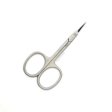 Load image into Gallery viewer, Top view of the cuticle scissors. Made from high quality stainless steel imported from the Netherlands. Hand sharpened for precision cutting.