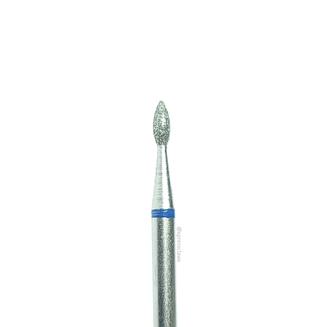 This tiny medium grit diamond bit is great for getting into the lateral fold of the cuticle to clean out any unwanted built up tissue.   3mm long 1.5mm wide  Imported from Germany.